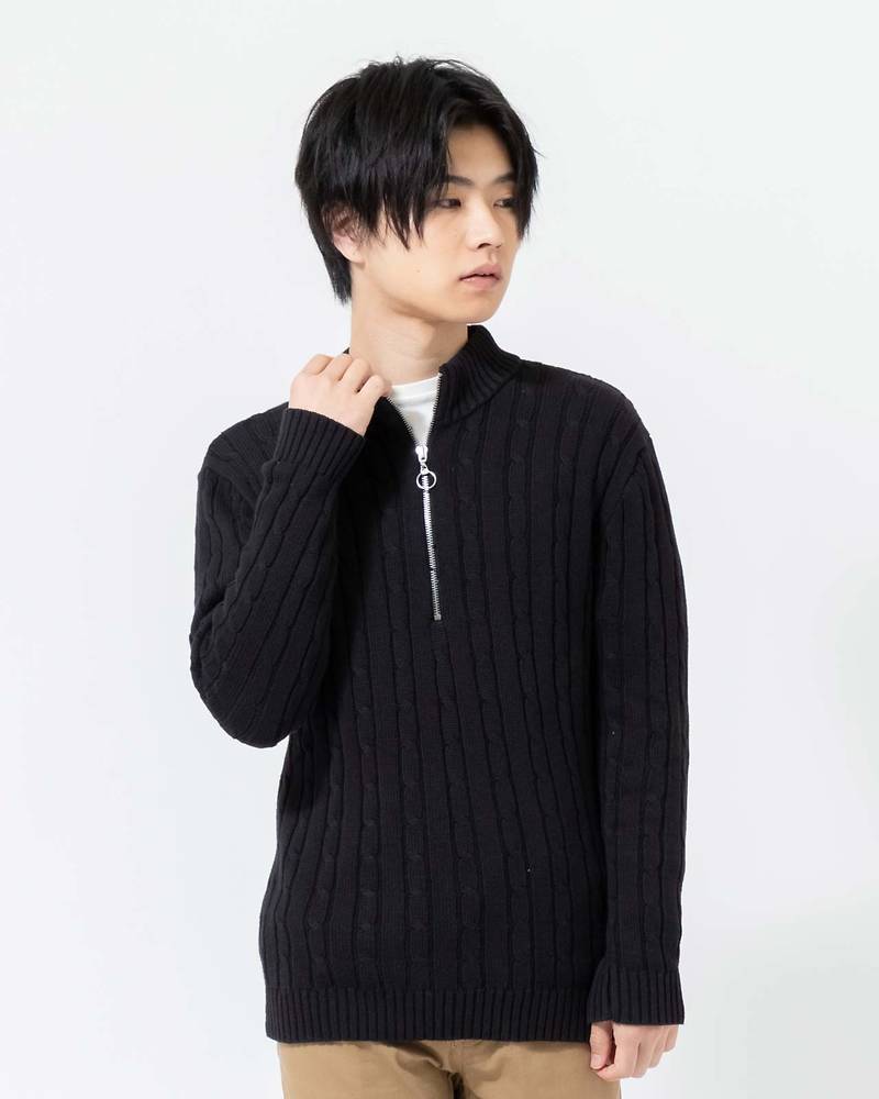 ハーフジップニット